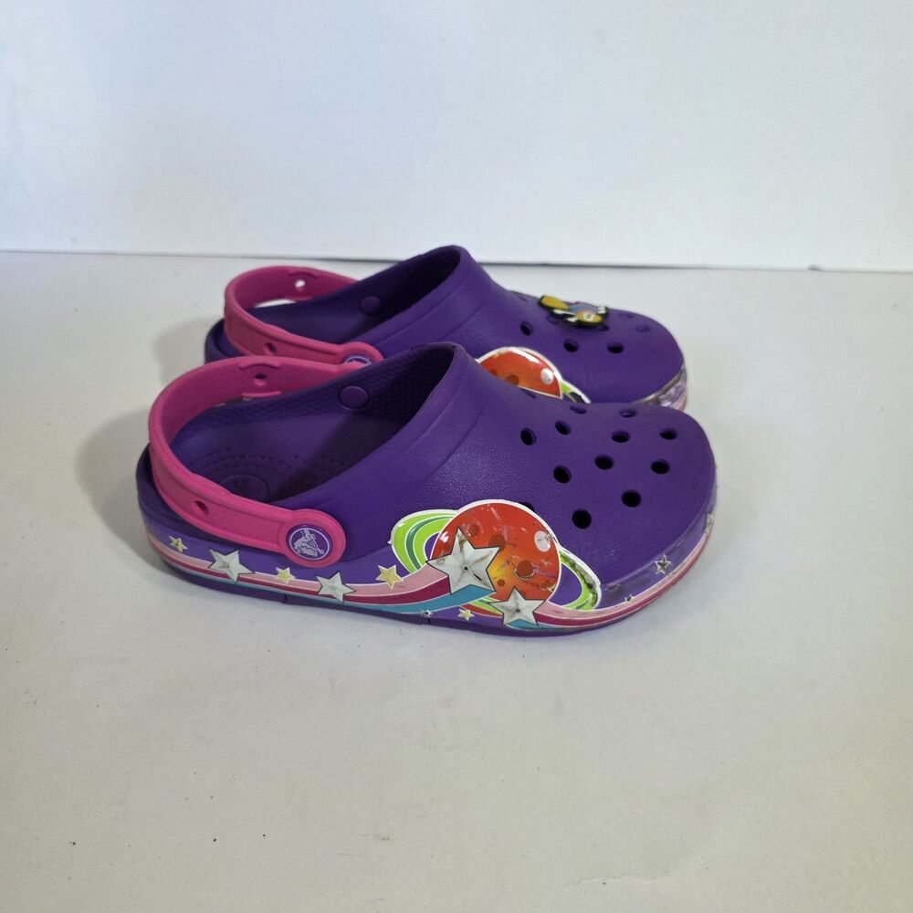 Crocs Girs junior Clogs sandals Purple Sz J 2